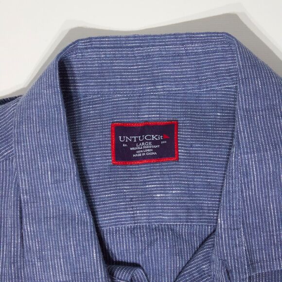 Lot of 3 UNTUCKit 100% Linen Short Sleeve Button Shirts Blue Red Men Size L (B2) - Picture 16 of 16